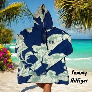 TOMMY HILFIGER NWT MENS HIBISKUS FLORAL PRINT HOODIE SWEATSHIRT LARGE